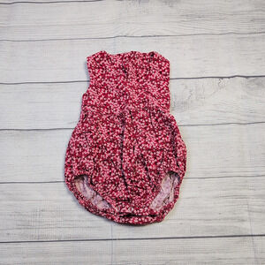 1/2Y Olivier Red Floral Corduroy Bubble Romper